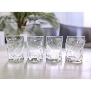 Bormioli Rocco 4X Sorgente Double Whisky Glasses Clear Ridged Water Tumblers